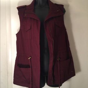 burgundy utility vest
